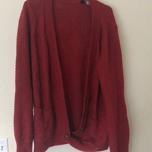 Red cardigan